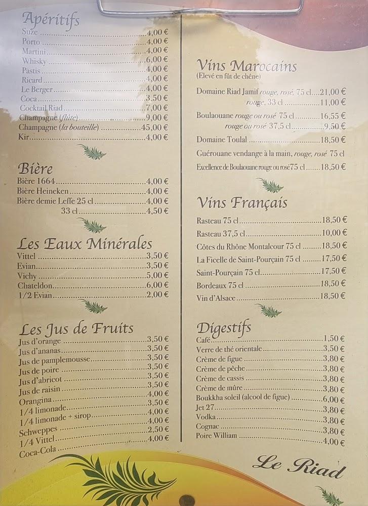 Le Riad - Menu Image 1
